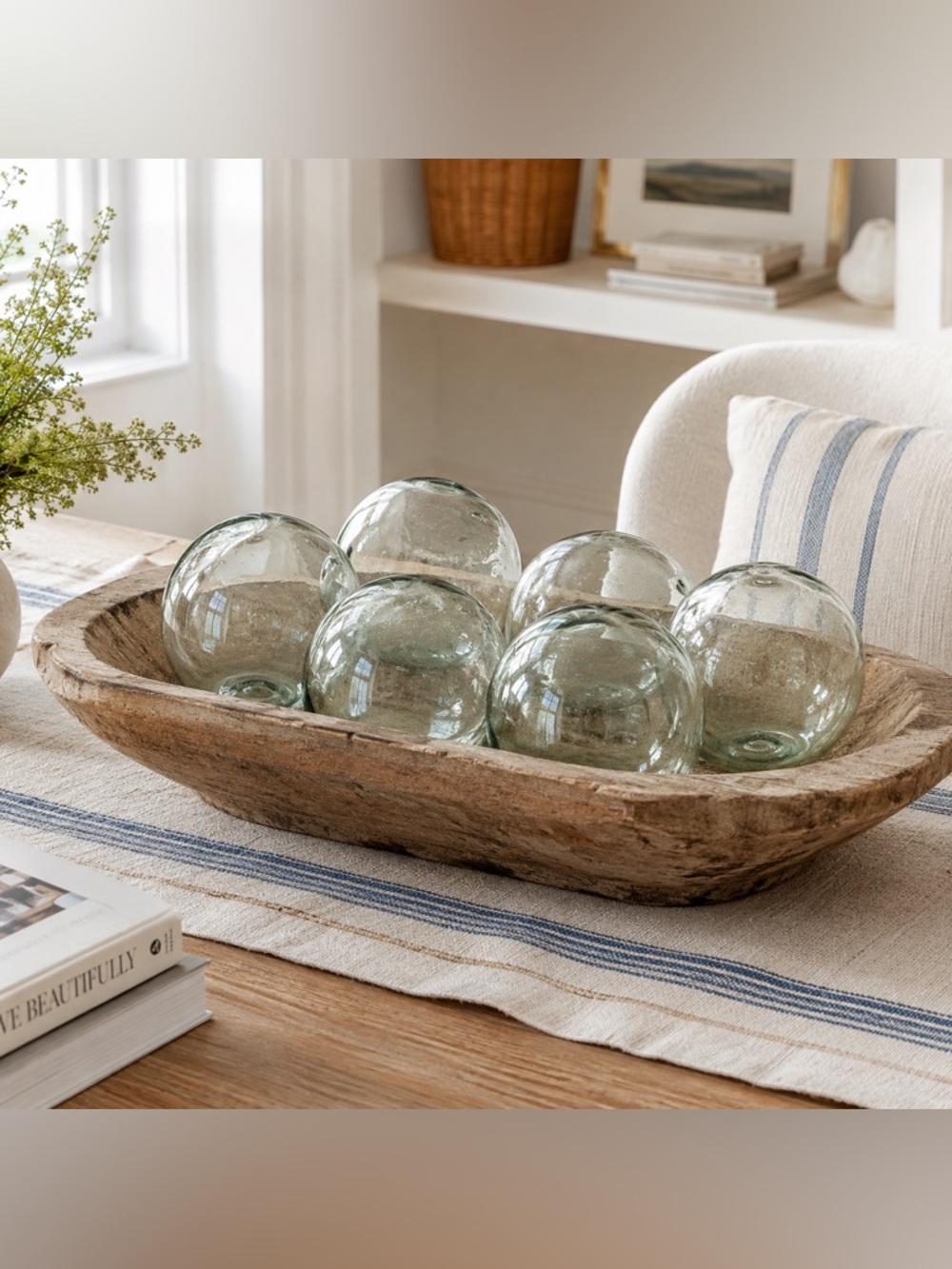 Kalalou Recycled Clear Glass Balls Set of 6 Hand Blown Colombia 4” Decor Orbs
